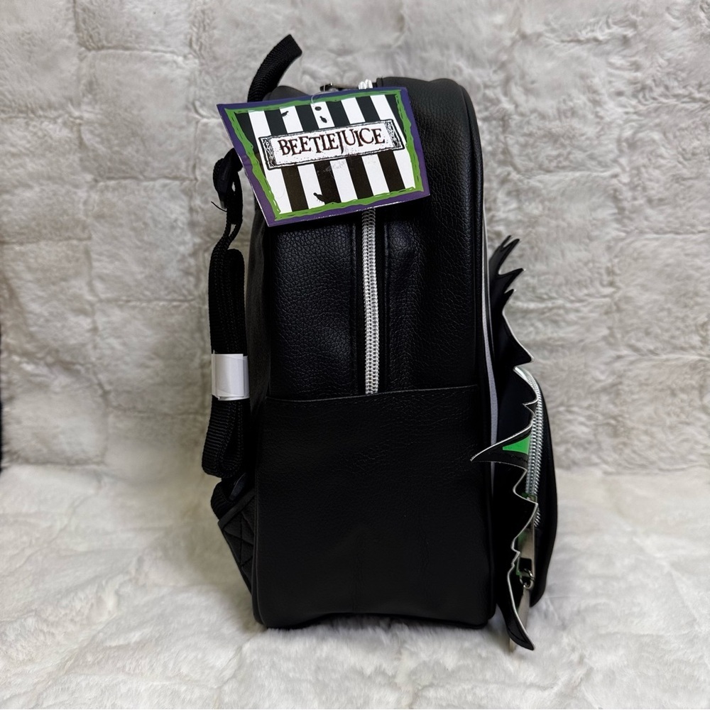 Beetlejuice It's Show Time  10.5  Backpack Black and White Green Accents NWT - Picture 10 of 10
